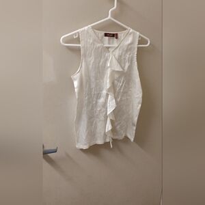 NWT 525 Vintage 2000s Girl Ruffled Silk Sleeveless Top Blouse Sz L